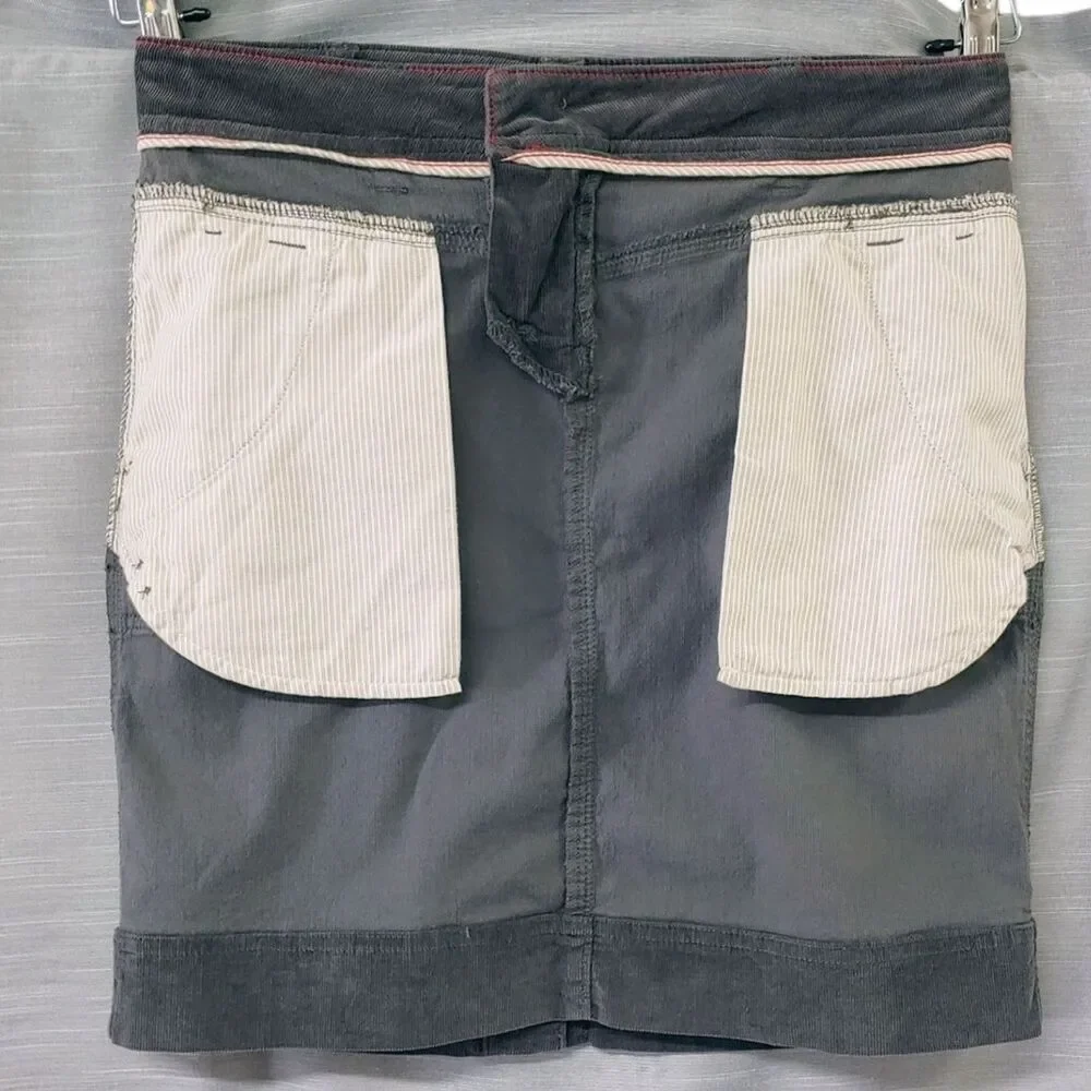 The North Face Grey Stretch Corduroy Mini Above Knee Pencil Skirt Womens 4 Small